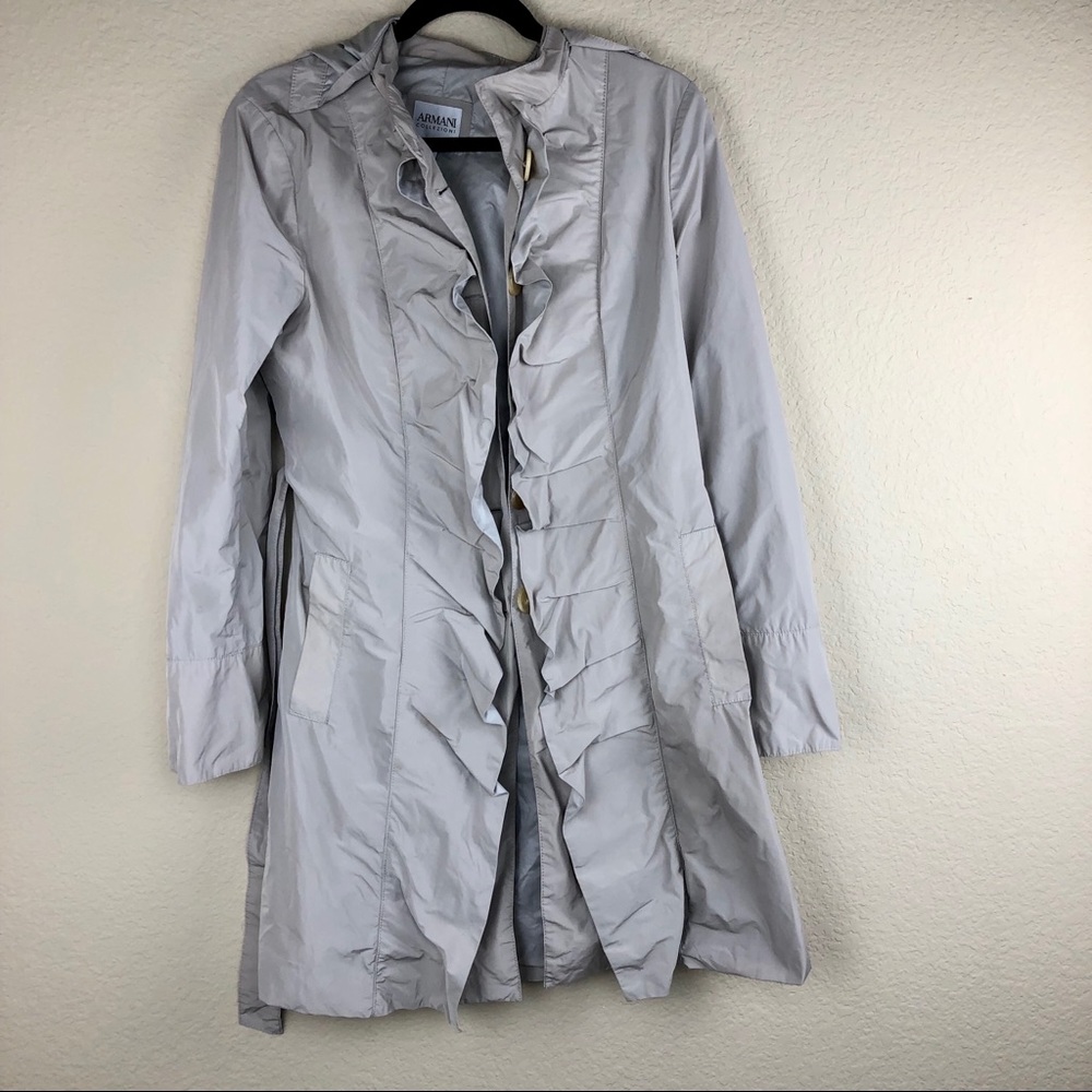 Armani Collezioni Light Gray Trench Coat